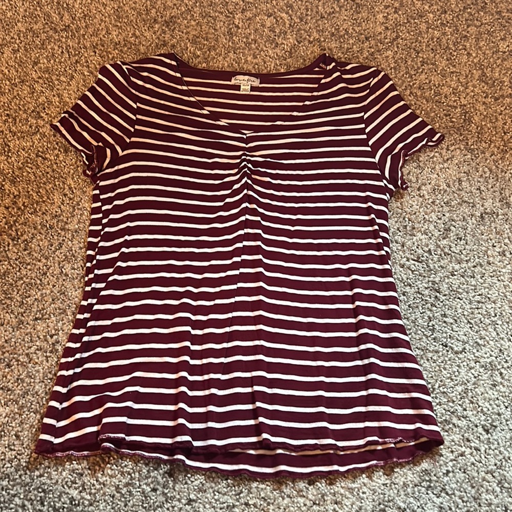 Red and White Striped Dress Shirt